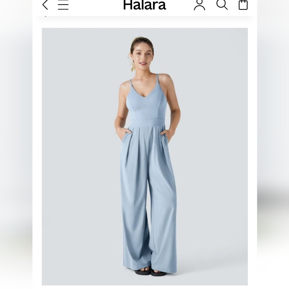 HALARA Light Blue Wide Leg Jumpsuit